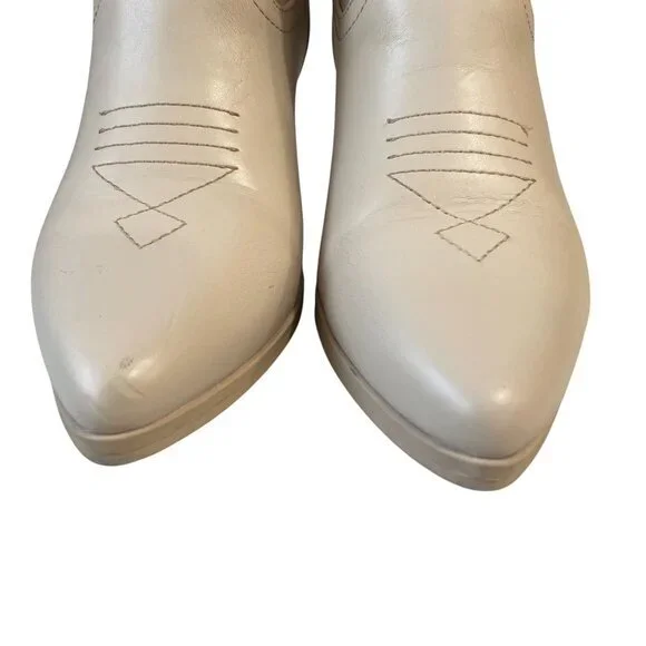 Soda White Western Cowboy Boots Womens Size 8 Pointed‎ Toe Block Heel Y2K Rodeo - Picture 4 of 10